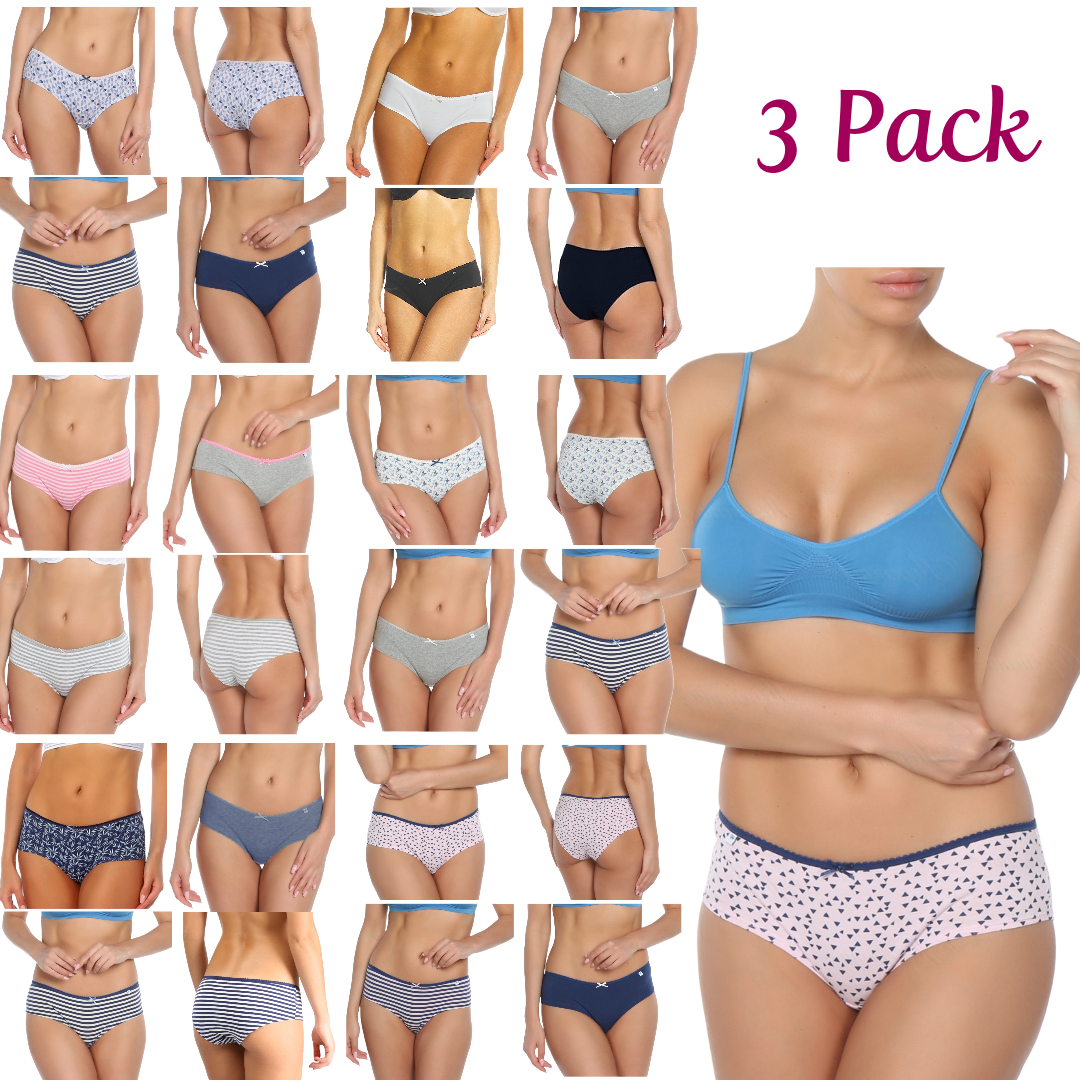 Ladies Knickers Polly Cheeky Alice Shorts Ladies Hipster Briefs 3 Pack
