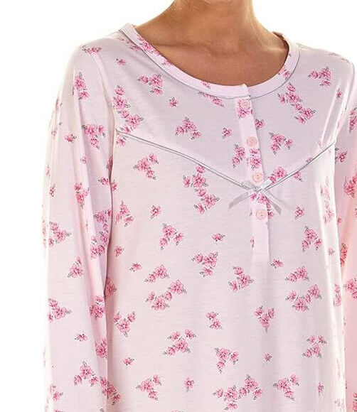 Ladies Long Sleeve Nightie Blossom Jersey Short Sleeved Nightdress by Lady Olga