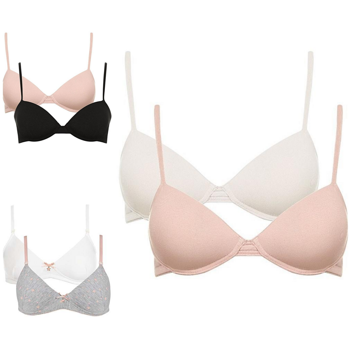 Royce T Shirt Bras Non Wired Lightly Padded Moulded Cup Bras 2 Pack
