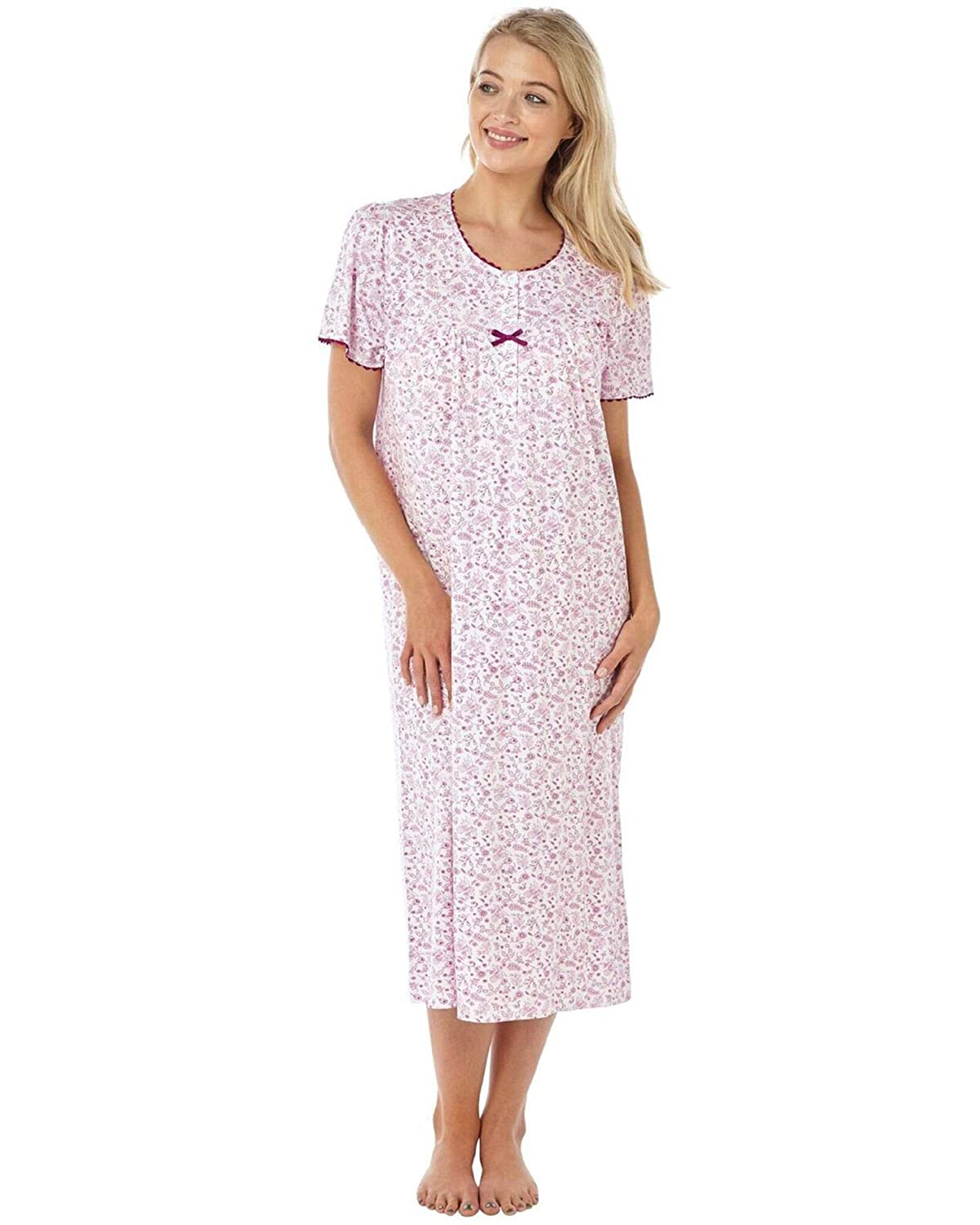 Ladies Nightie Short Sleeve Nightdress Jessica 100% Cotton Jersey Lady Olga