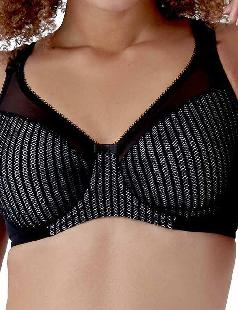 Berlei Bra B541 Beauty Stripe Smoothing Underwired Minimiser Bra Black/Grey