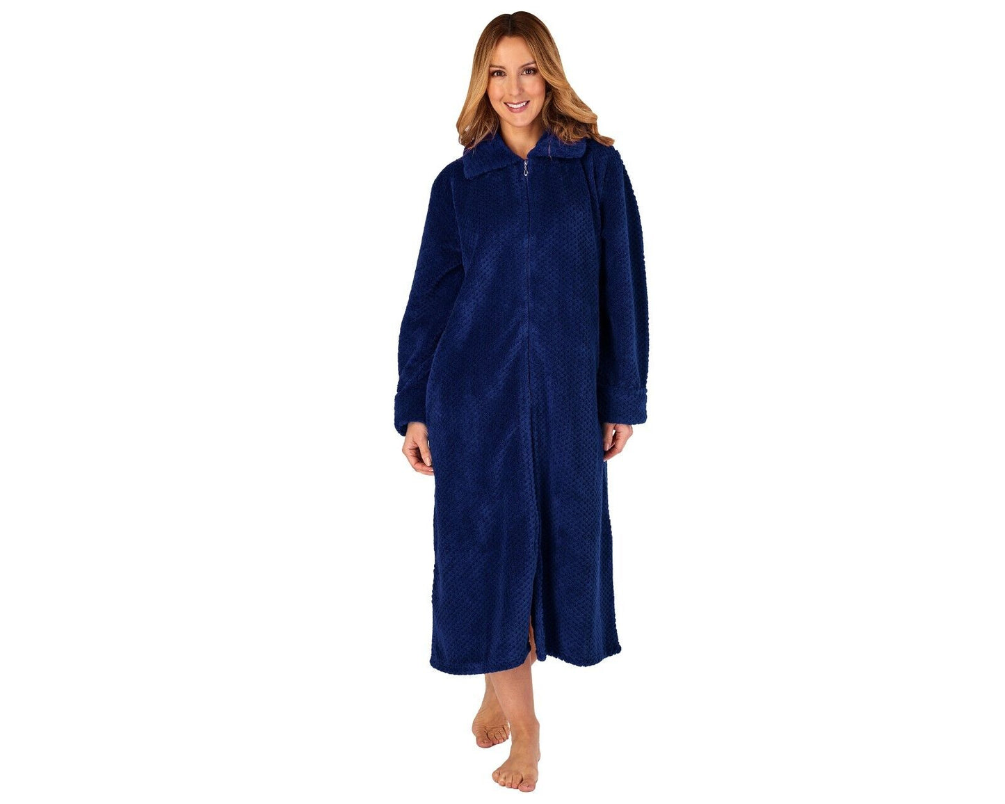 Slenderella Dressing Gown Zip Down Waffle Fleece Dressing Gown - HC4326
