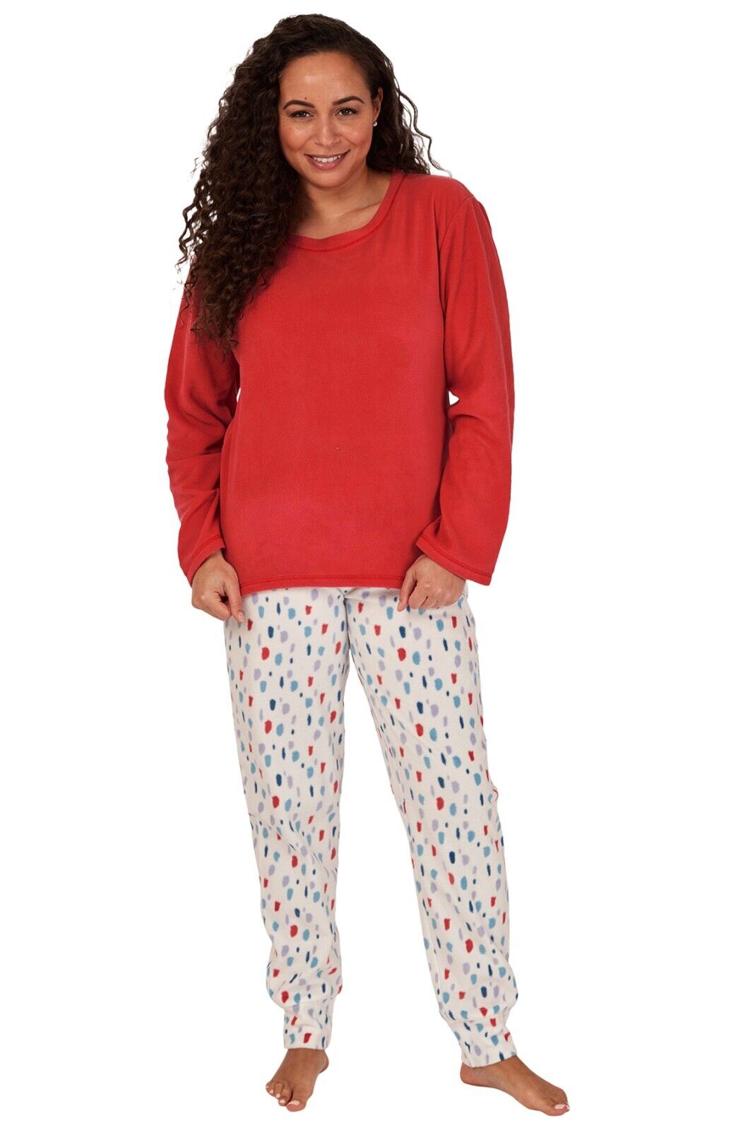 Ladies Fleece Pyjamas Bright Soft Fleece Loungewear Nightwear