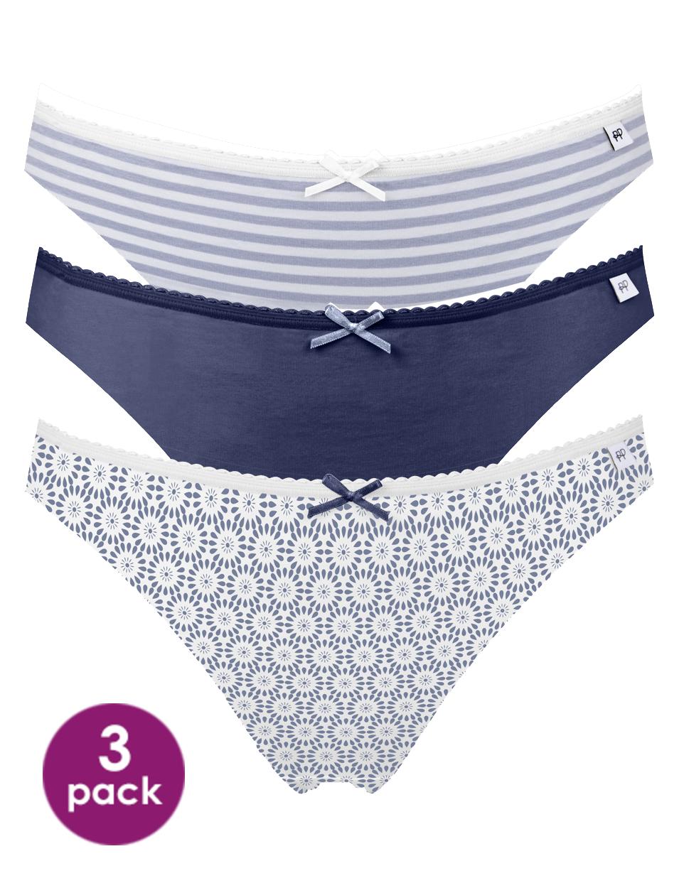 Pretty Polly Alice Cotton Rich Bikini Briefs 3 Pair Pack