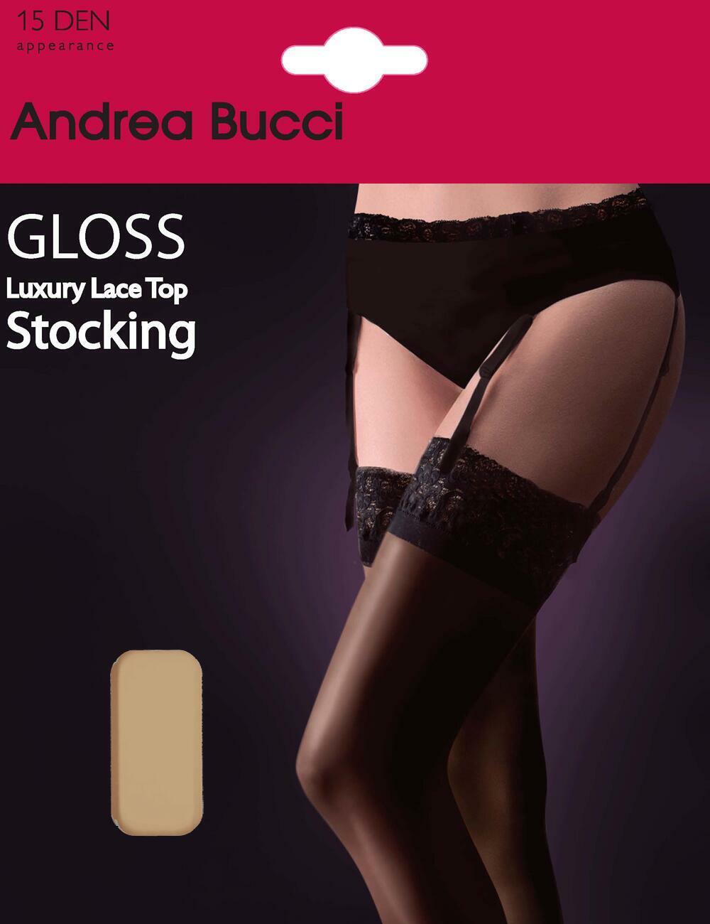 Andrea Bucci 15 Denier Lace Topped Gloss Stockings