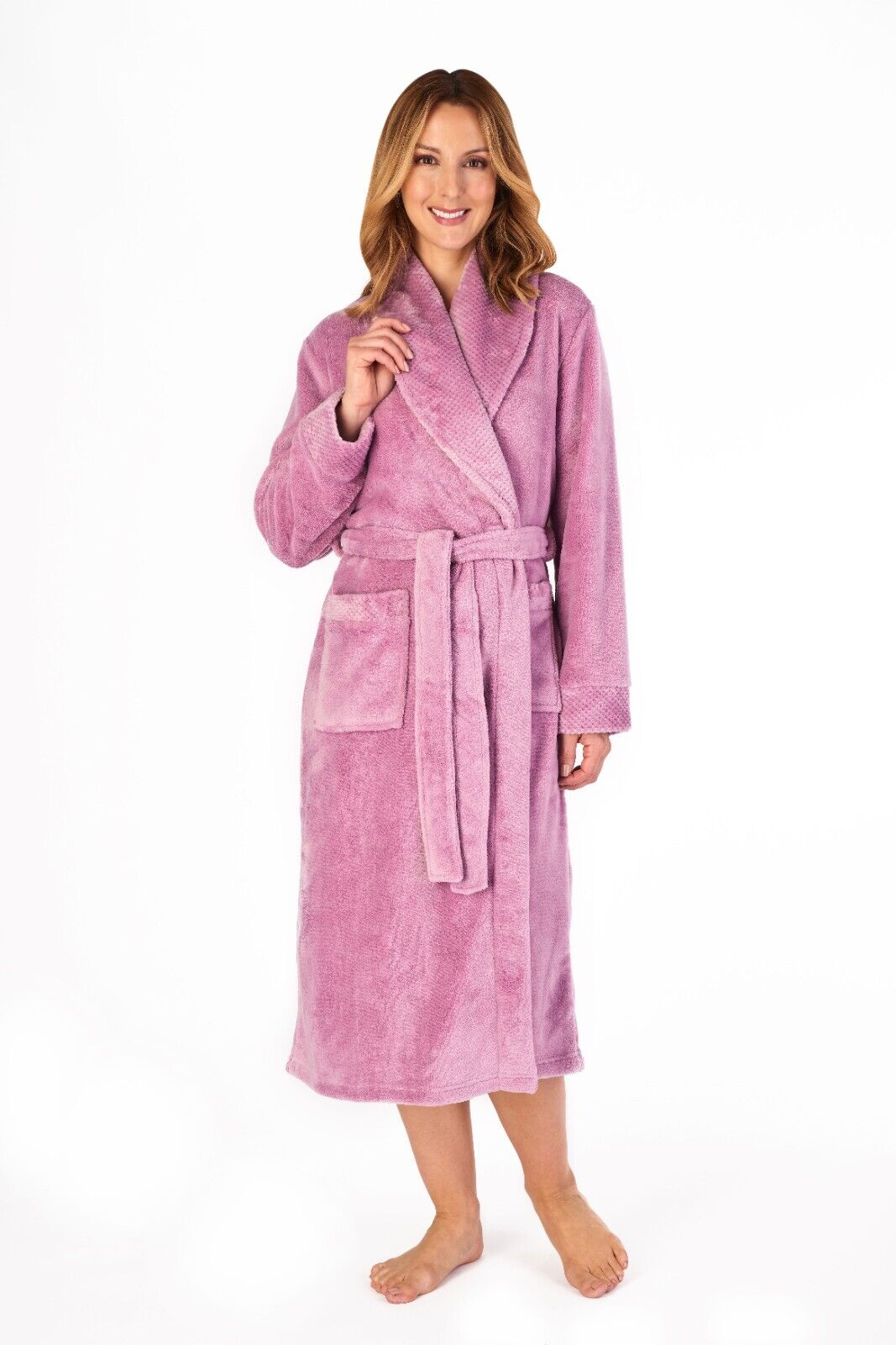 Slenderella Waffle Collar Tie Waist Dressing Gown