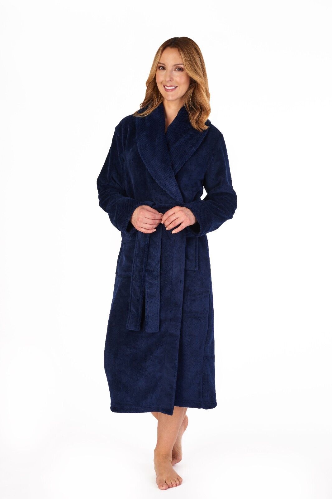 Slenderella Waffle Collar Tie Waist Dressing Gown