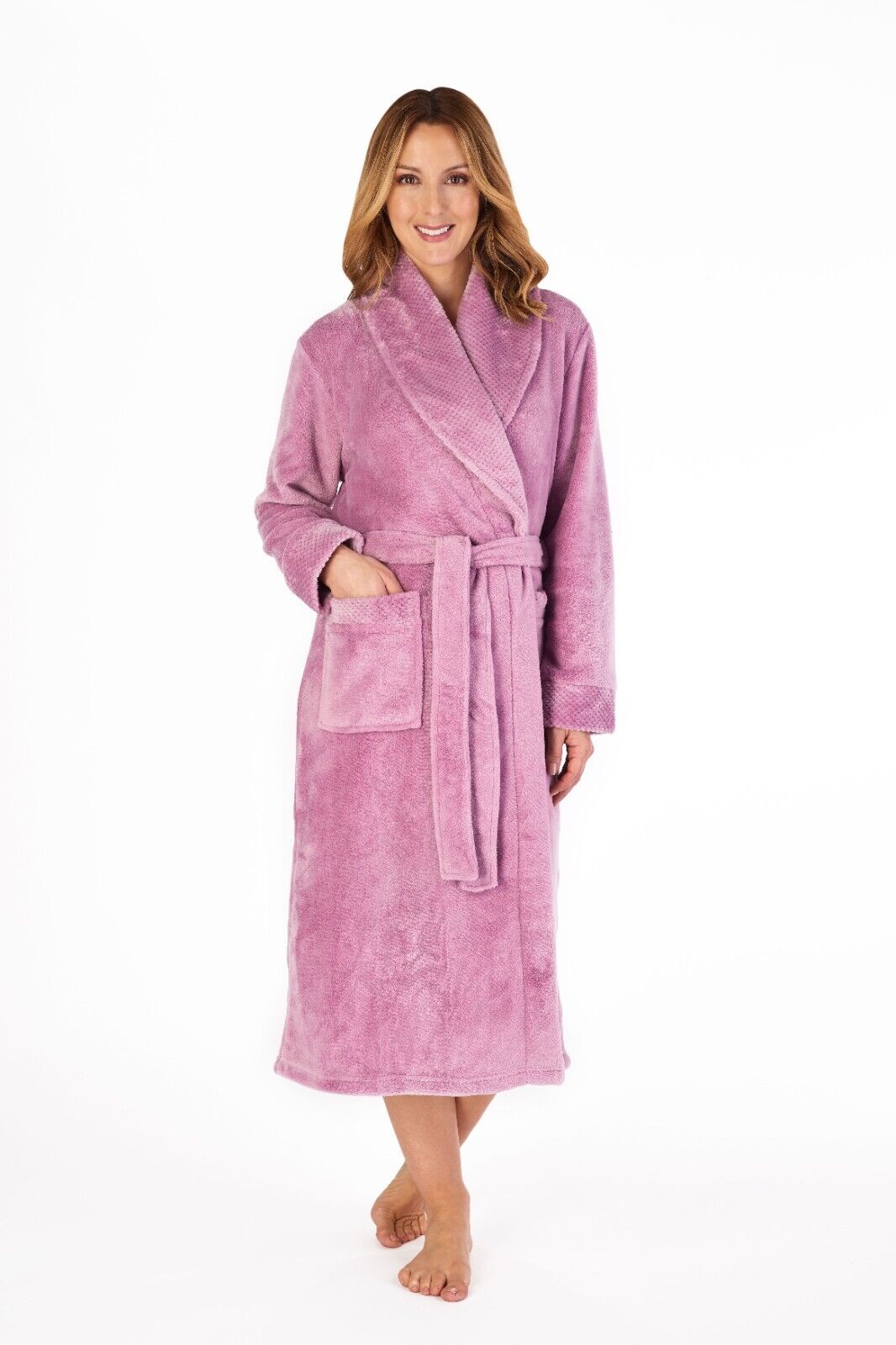 Slenderella Waffle Collar Tie Waist Dressing Gown