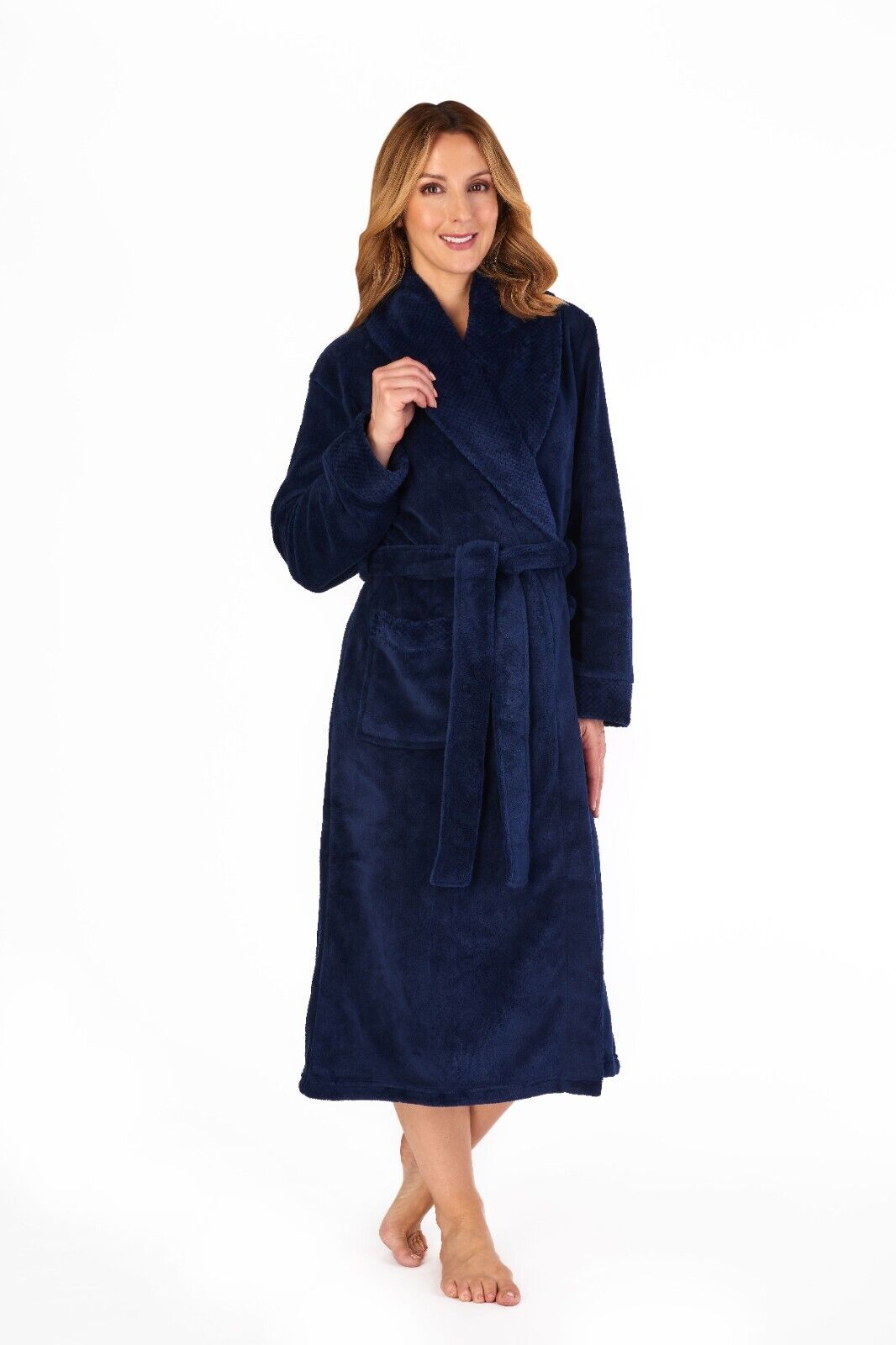 Slenderella Waffle Collar Tie Waist Dressing Gown