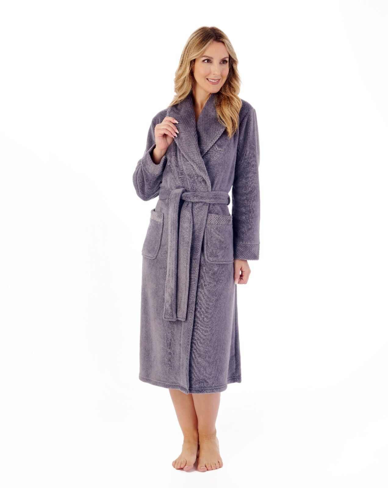 Slenderella Waffle Collar Tie Waist Dressing Gown
