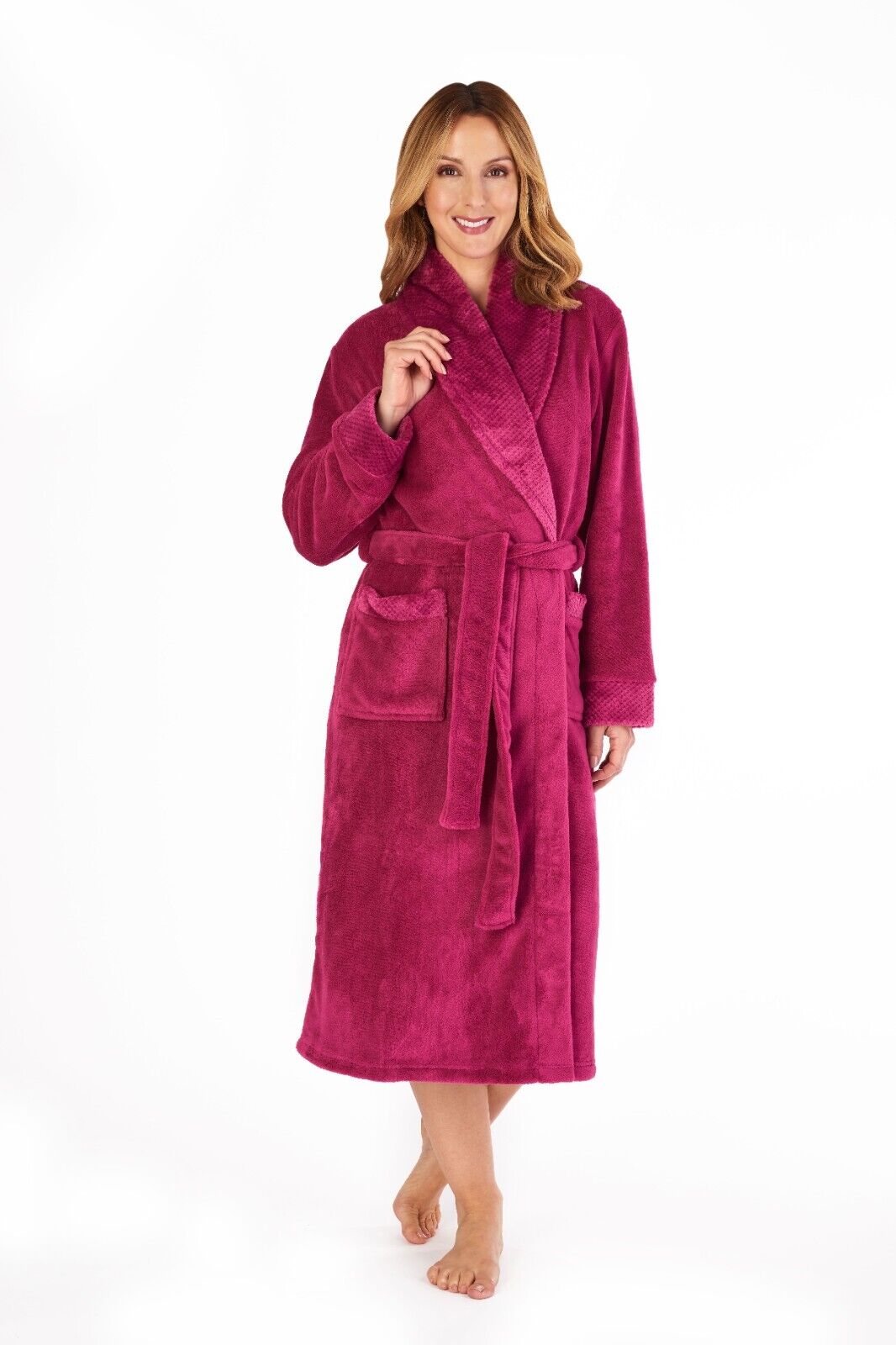 Slenderella Waffle Collar Tie Waist Dressing Gown