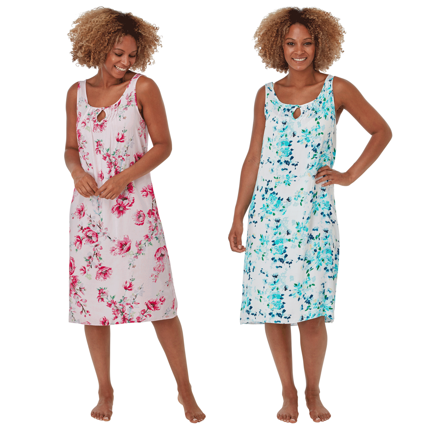 Indigo Sky Soft Woven Floral Sleeveless Nightdress