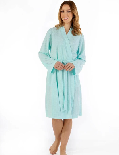 Slenderella Kimono Dressing Gown Wrap Houndstooth Knit Long Sleeve Tie Belt