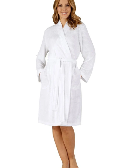 Slenderella Kimono Dressing Gown Wrap Houndstooth Knit Long Sleeve Tie Belt