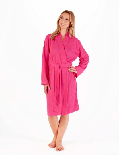 Slenderella Kimono Dressing Gown Wrap Houndstooth Knit Long Sleeve Tie Belt