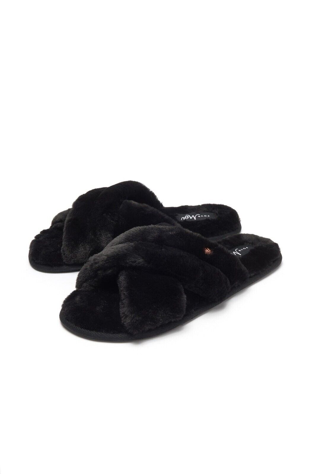Pour Moi Slippers Faux Fur Crossover Slider Slippers