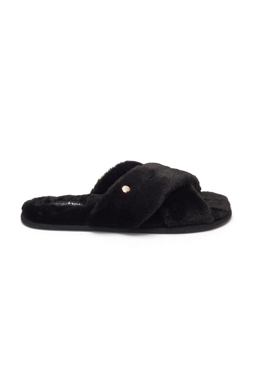 Pour Moi Slippers Faux Fur Crossover Slider Slippers