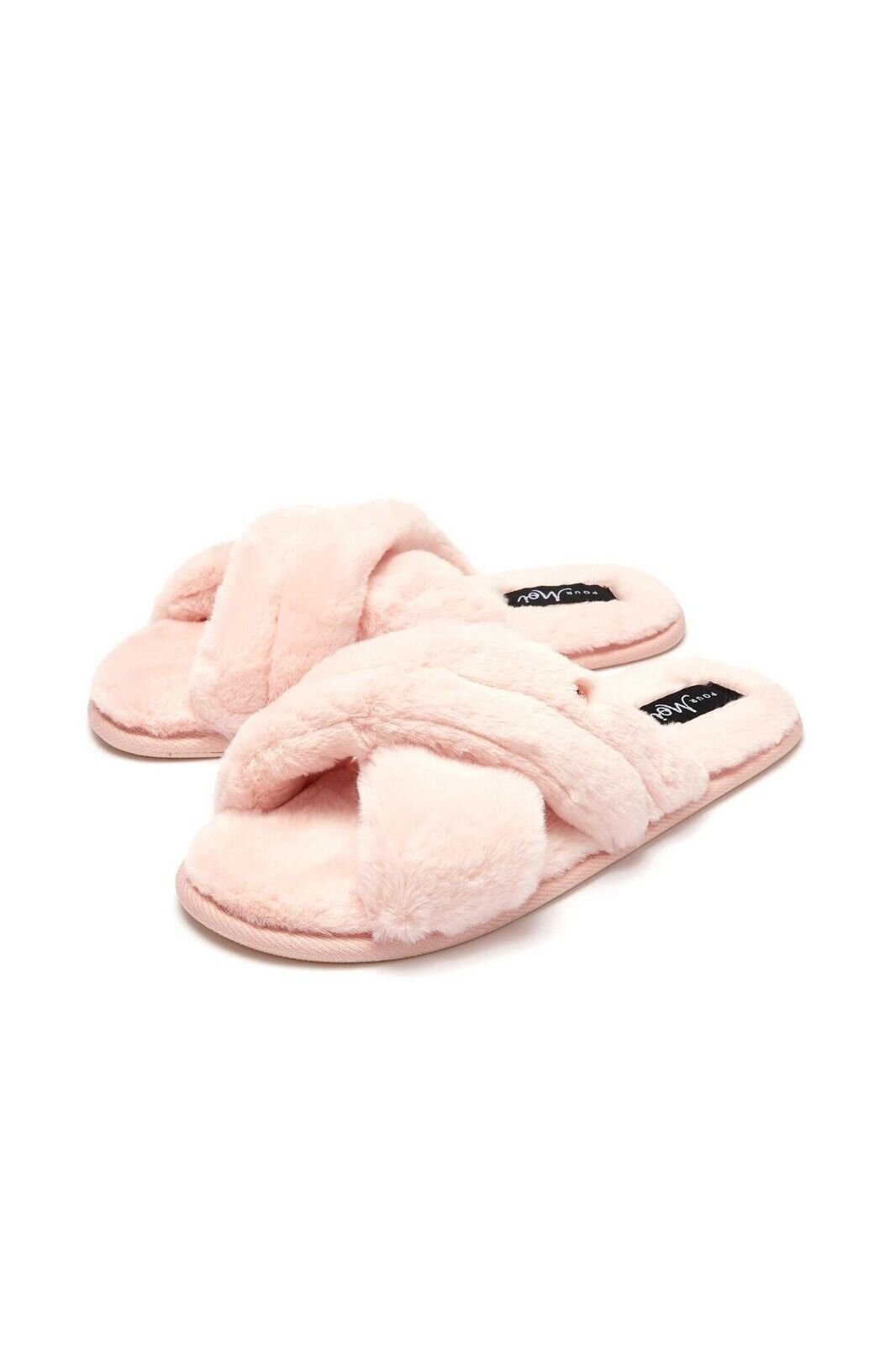 Pour Moi Slippers Faux Fur Crossover Slider Slippers