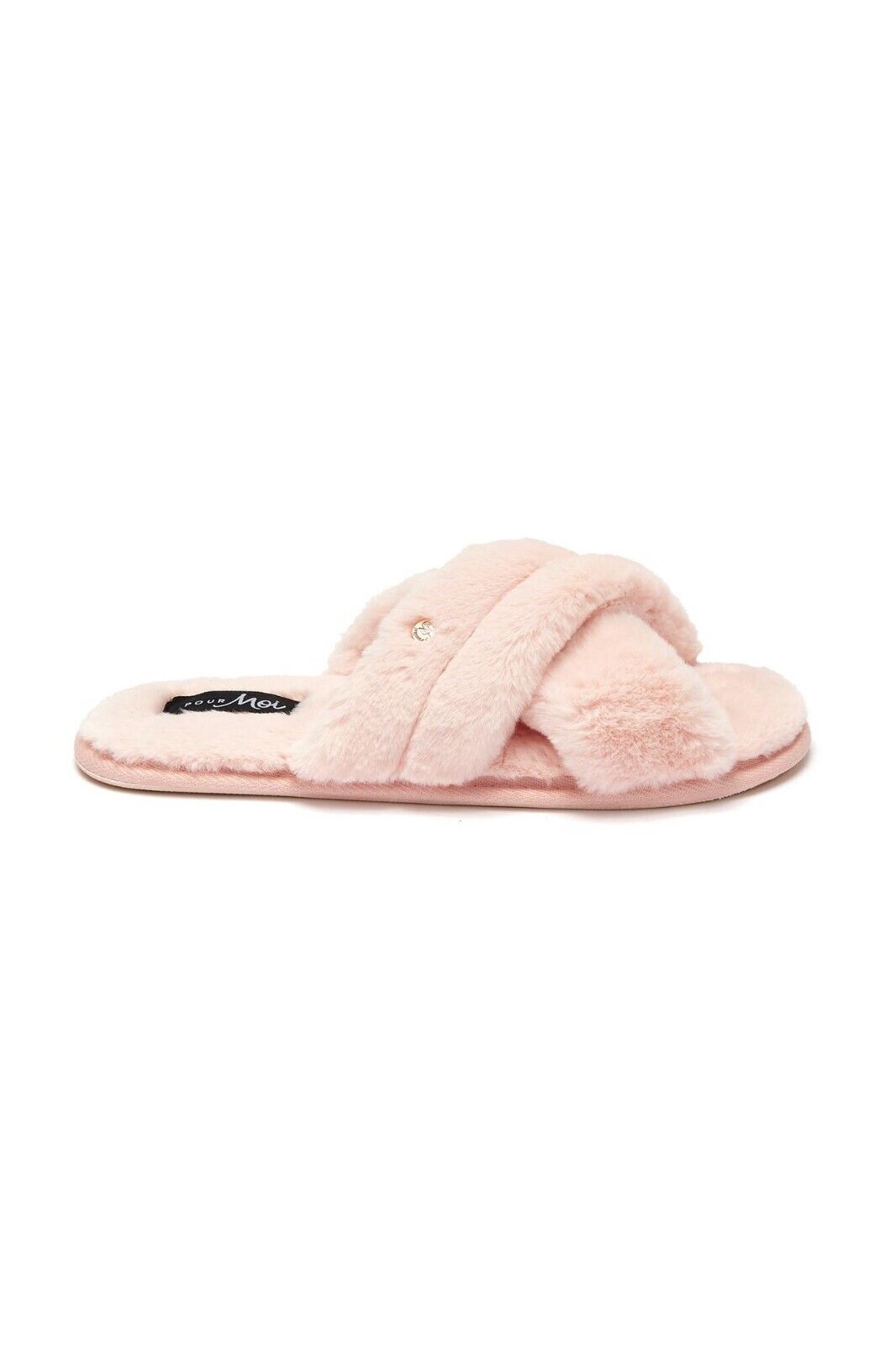 Pour Moi Slippers Faux Fur Crossover Slider Slippers