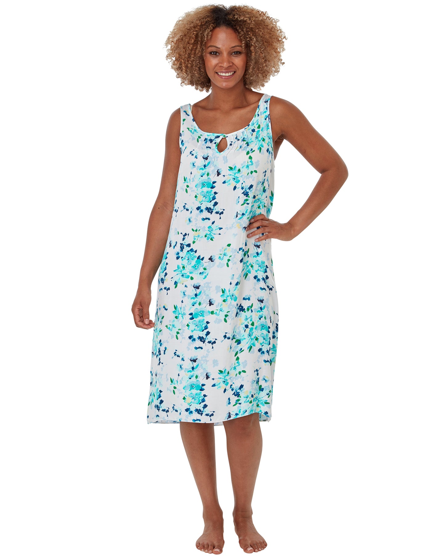 Indigo Sky Soft Woven Floral Sleeveless Nightdress