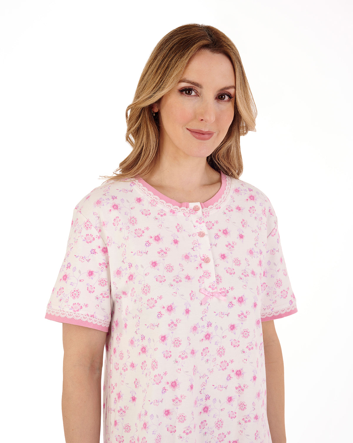 Slenderella Ladies Floral Print Short Sleeve Nightdress
