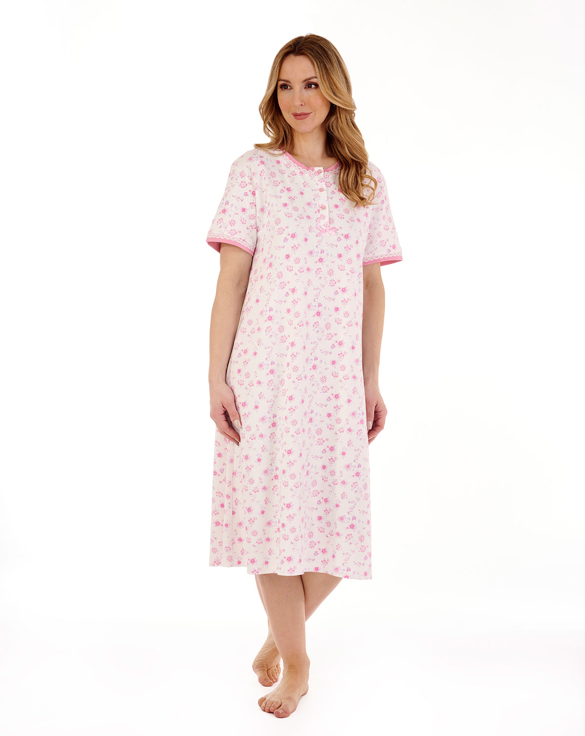 Slenderella Ladies Floral Print Short Sleeve Nightdress