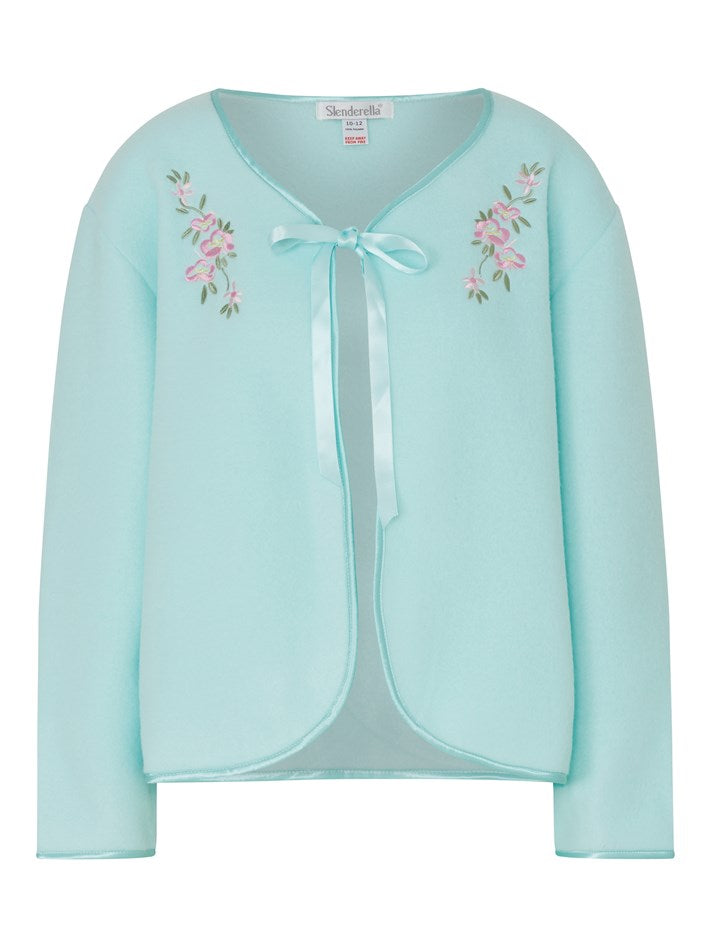 Slenderella Embroidered Polar Fleece Ribbon Tie Bed Jacket