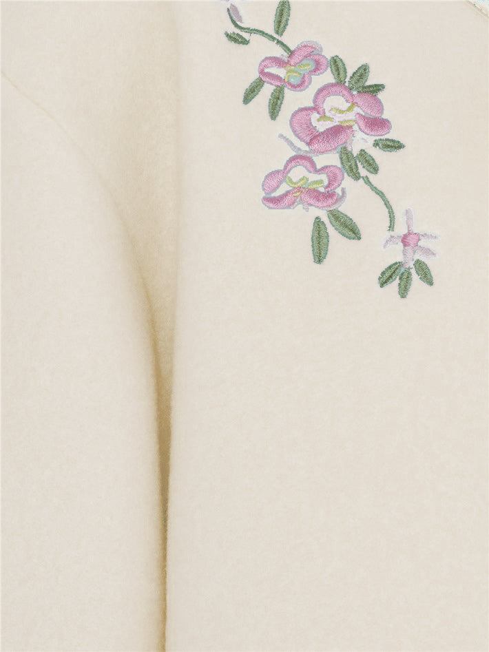 Slenderella Embroidered Polar Fleece Ribbon Tie Bed Jacket