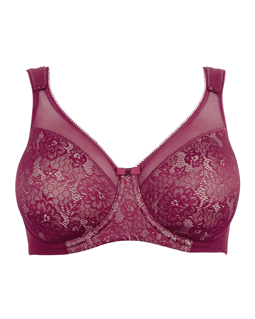 Berlei Bra B521 Burgandy Beauty Minimiser Bra Underwired Style Smooth Floral Cup
