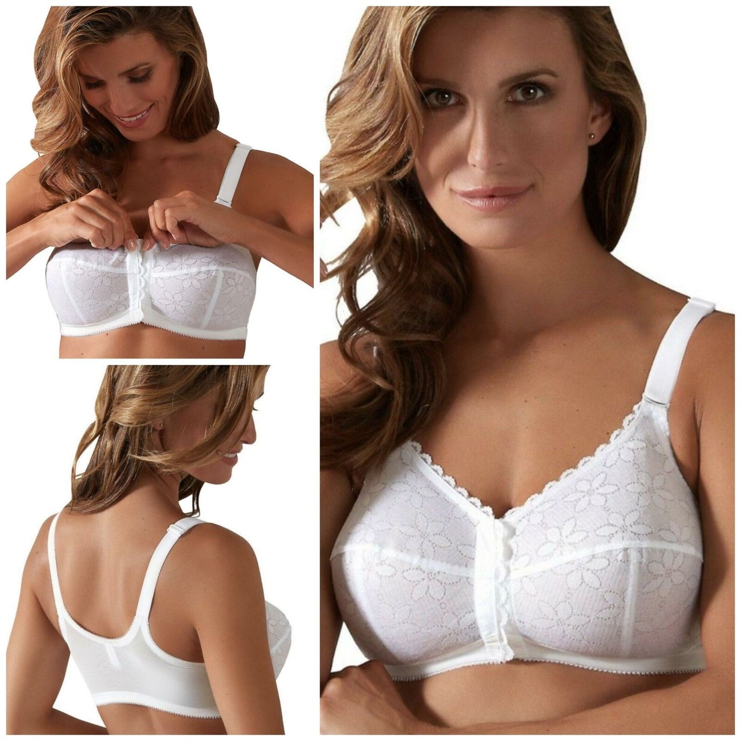 Berlei Bra White Front Fastening Classic Lace Bra B511 Front Opening Bra