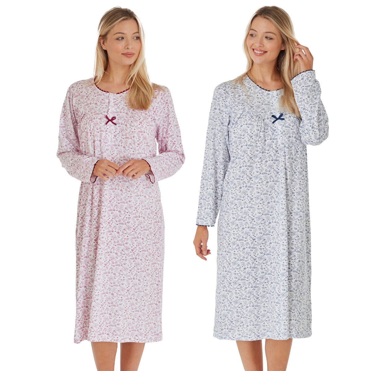 Ladies Nightie Long Sleeve Nightdress Jessica 100% Cotton Jersey Lady Olga