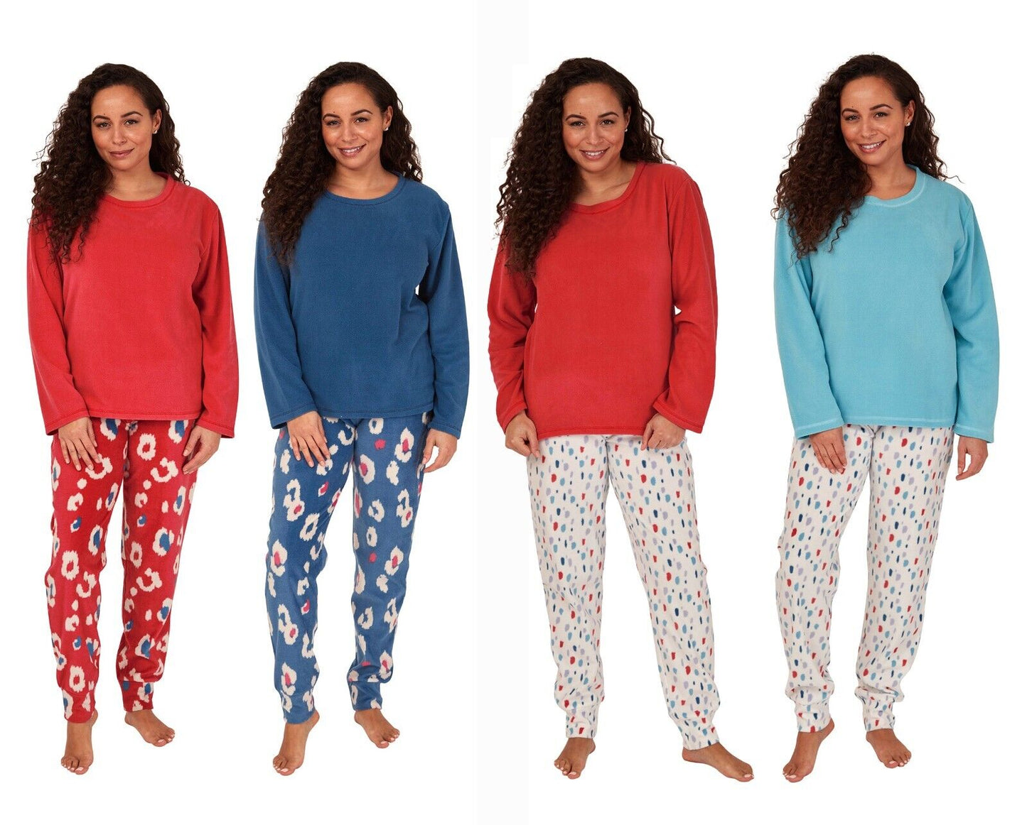 Ladies Fleece Pyjamas Bright Soft Fleece Loungewear Nightwear