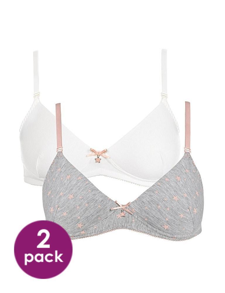 Royce T Shirt Bras Non Wired Lightly Padded Moulded Cup Bras 2 Pack