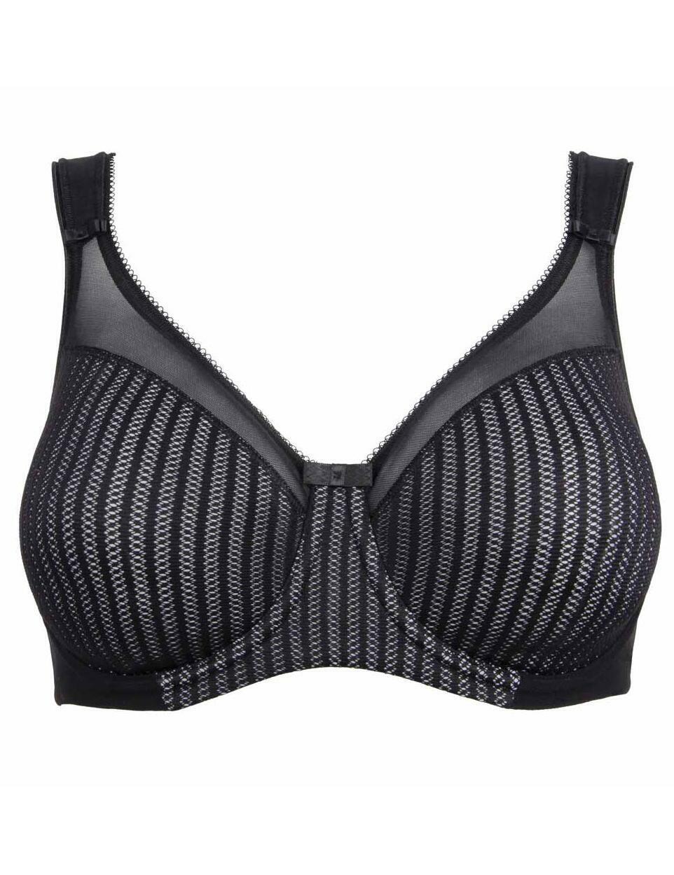 Berlei Bra B541 Beauty Stripe Smoothing Underwired Minimiser Bra Black/Grey