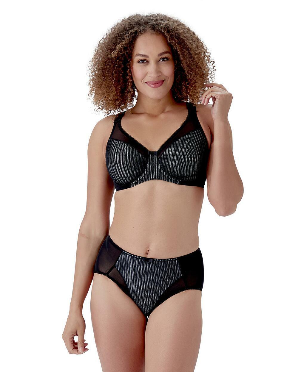 Berlei Bra B541 Beauty Stripe Smoothing Underwired Minimiser Bra Black/Grey