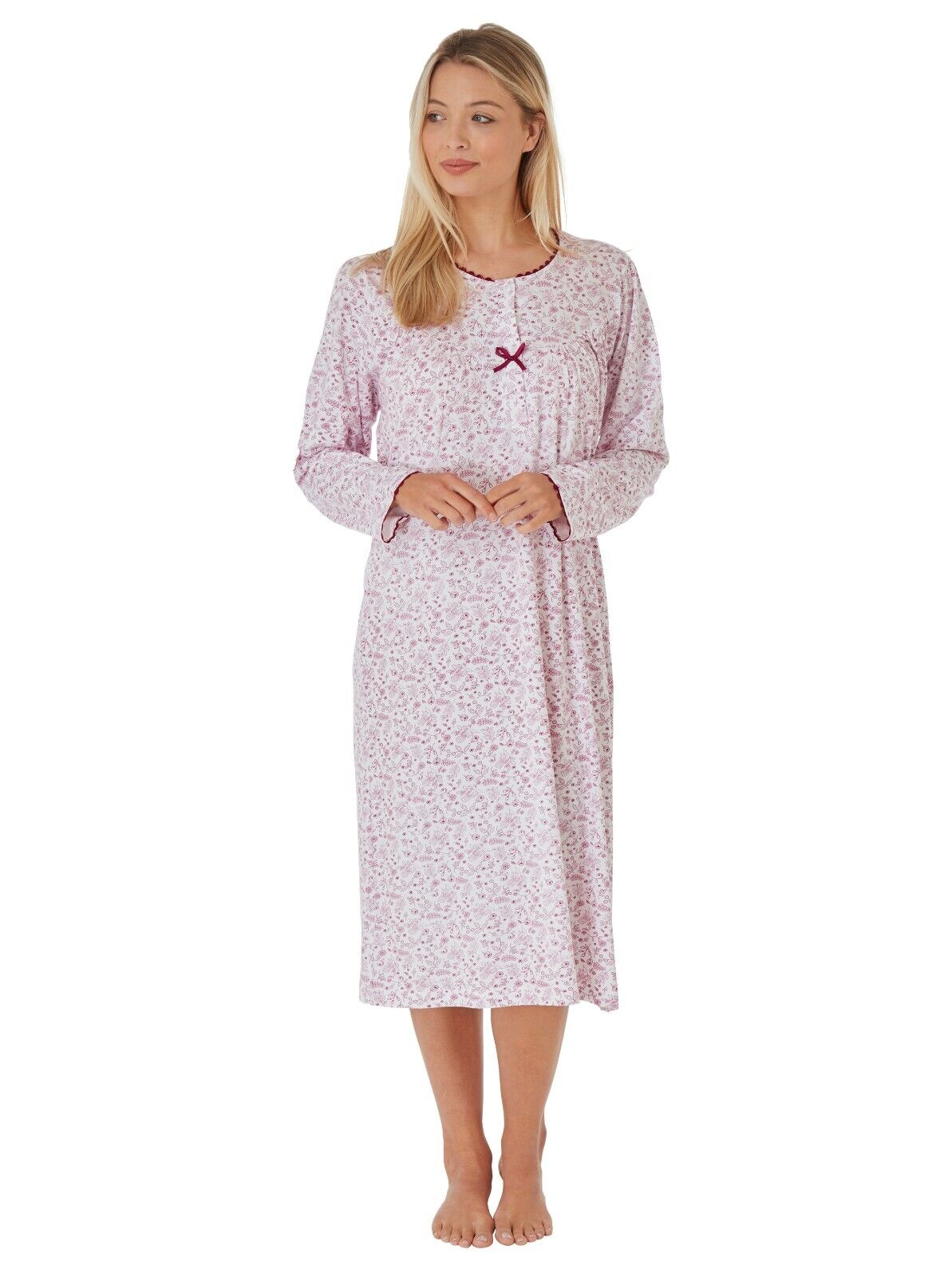 Ladies Nightie Long Sleeve Nightdress Jessica 100% Cotton Jersey Lady Olga
