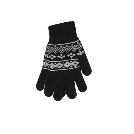 Ladies Fairisle Gloves Knitted Winter Warmer Gloves One Size Black Rose Blue