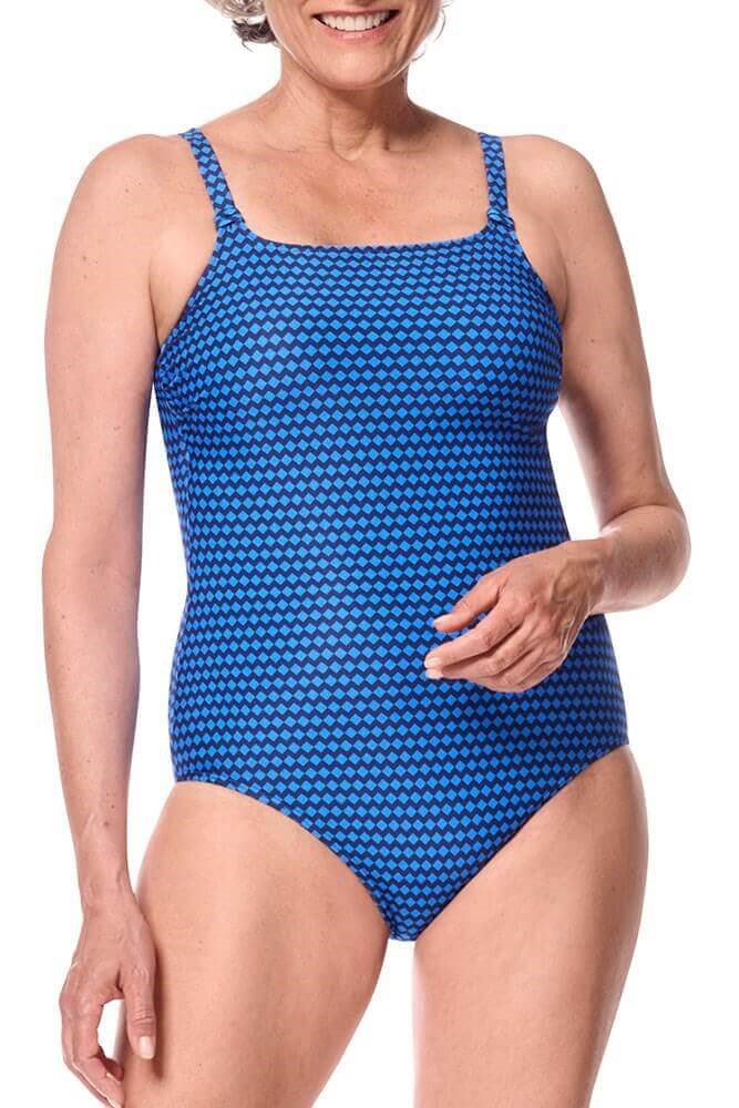Amoena Padua Blue Pocketed Swimsuit