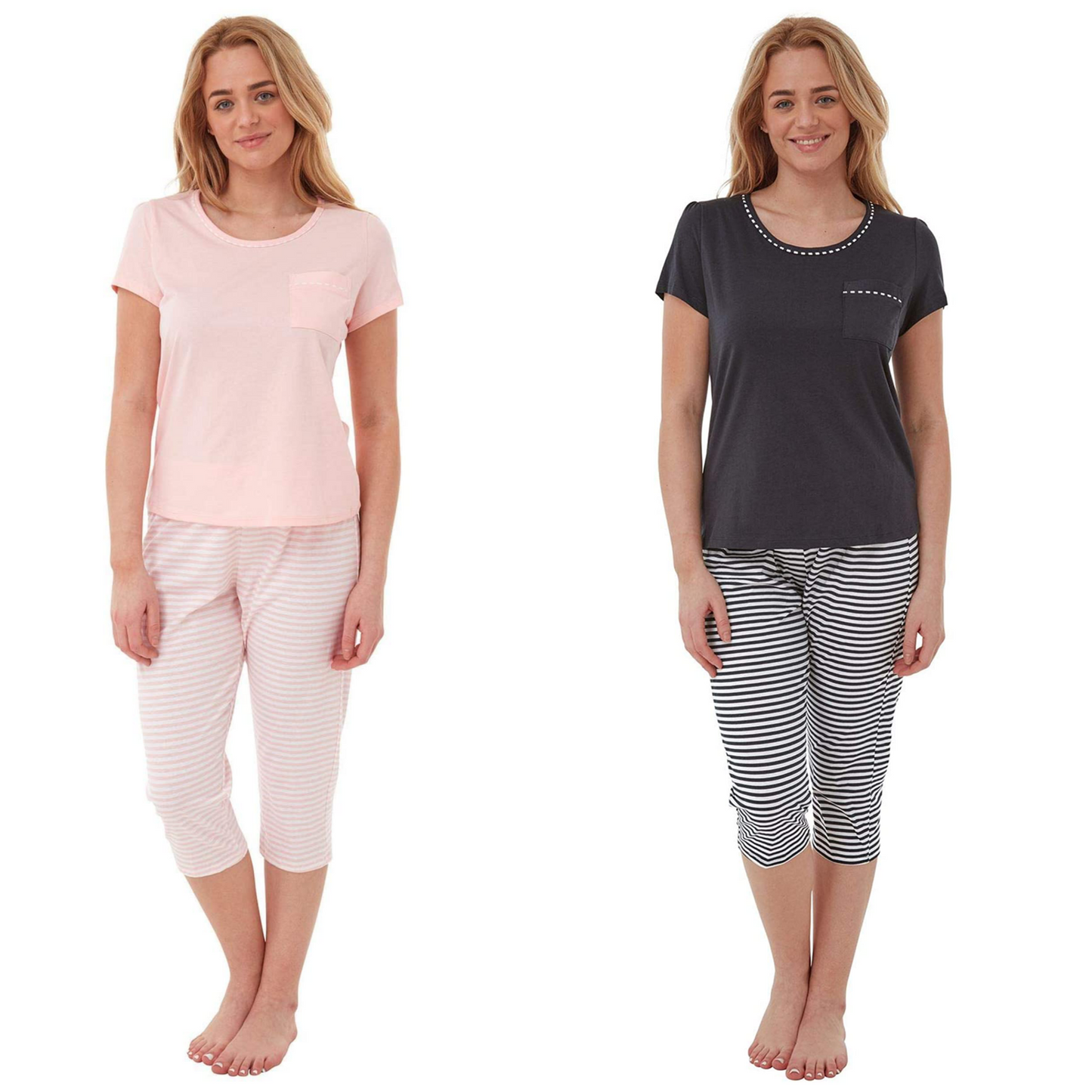 Indigo Sky Ladies Cotton Jersey T-Shirt & Capri Pants Pyjama Set