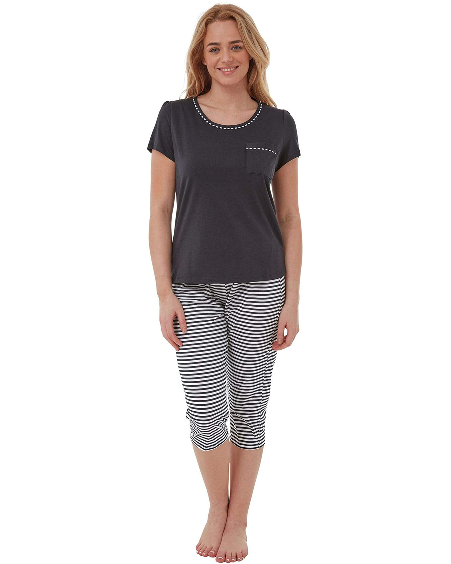 Indigo Sky Ladies Cotton Jersey T-Shirt & Capri Pants Pyjama Set